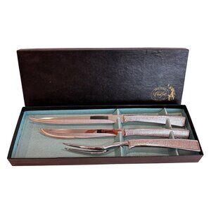 Vtg Mid Century Carving Knive Fork Set by Carvel Hall Stainless Steel Excellent
